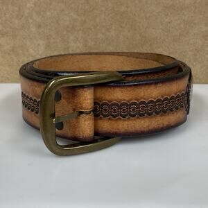 Honest By Brighton Belt Brown Leather Western Made In USA - READ